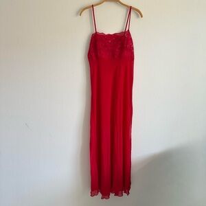 Vintage Victoria’s Secret Slip Dress Y2K Hot Pink Lace Floral Long